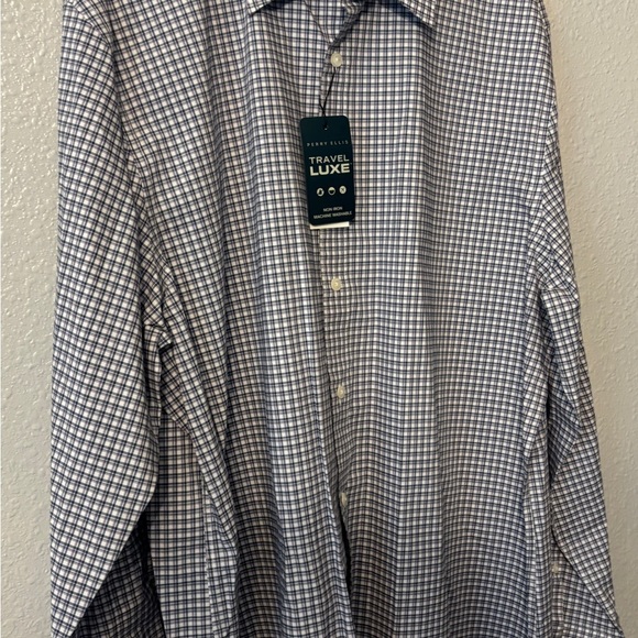 Perry Ellis Purple and White Casual Button Down Shirt - Picture 4 of 4